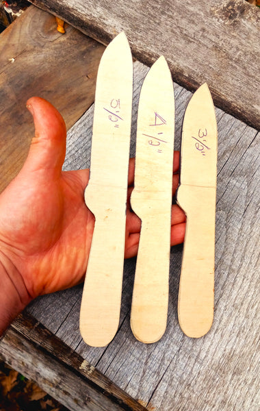 Knife Blade Sizes...Handles are all Standard size 4 3/4" long