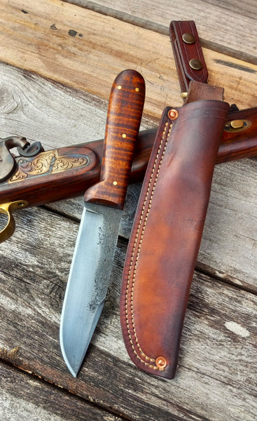 *****Available To Purchase Now*****  Dark Woods Camp Knife, In Gunstock Tiger Maple