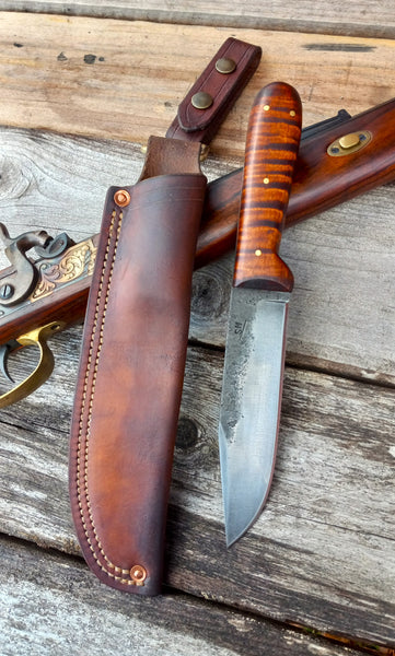 *****Available To Purchase Now*****  Dark Woods Camp Knife, In Gunstock Tiger Maple