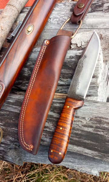 *****Available To Purchase Now*****  Dark Woods Camp Knife, In Gunstock Tiger Maple