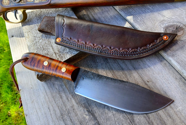 ****Available To Purchase Now**** The Western Plains Trail Knife In Gunstock Tiger Maple