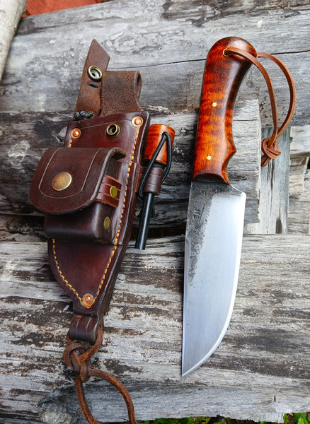 ***Available To Purchase Now**** Bushcraft Knife With Survival Leather Sheath And Fero Rod