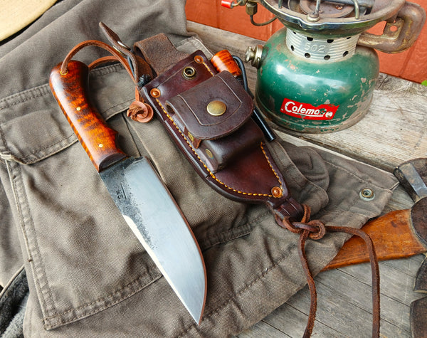 ***Available To Purchase Now**** Bushcraft Knife With Survival Leather Sheath And Fero Rod
