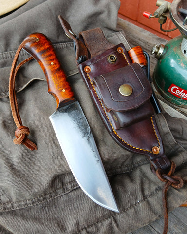 ***Available To Purchase Now**** Bushcraft Knife With Survival Leather Sheath And Fero Rod