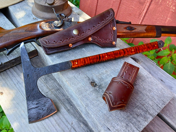 *****Available To Purchase Now ***** Hand Forged Tomahawk With Gunstock Tiger Maple Handle