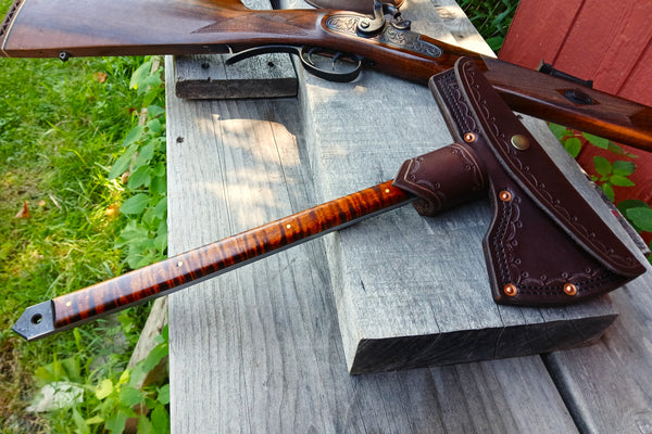 *****Available To Purchase Now ***** Hand Forged Tomahawk With Gunstock Tiger Maple Handle