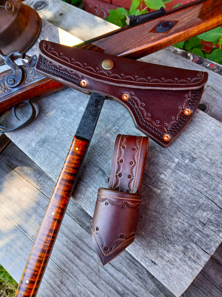 *****Available To Purchase Now ***** Hand Forged Tomahawk With Gunstock Tiger Maple Handle