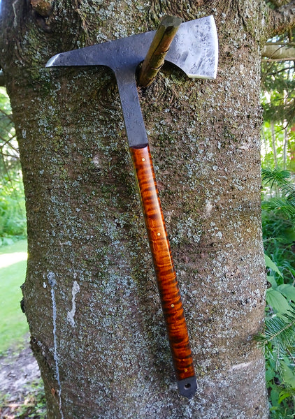 *****Available To Purchase Now ***** Hand Forged Tomahawk With Gunstock Tiger Maple Handle