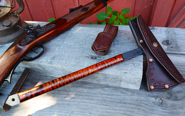 *****Available To Purchase Now ***** Hand Forged Tomahawk With Gunstock Tiger Maple Handle