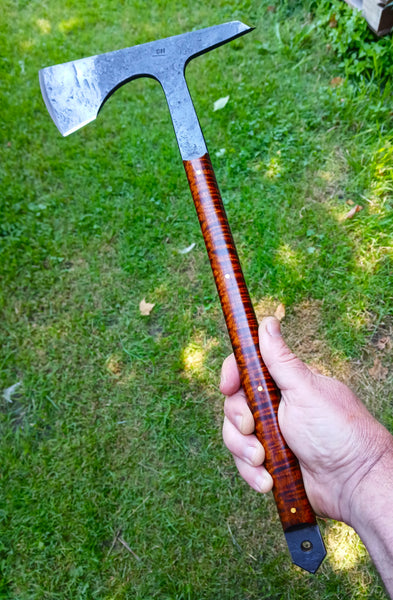 *****Available To Purchase Now ***** Hand Forged Tomahawk With Gunstock Tiger Maple Handle