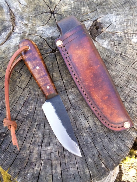 Small Trapper / Bushcraft Knife, Hand Forged High Carbon Steel