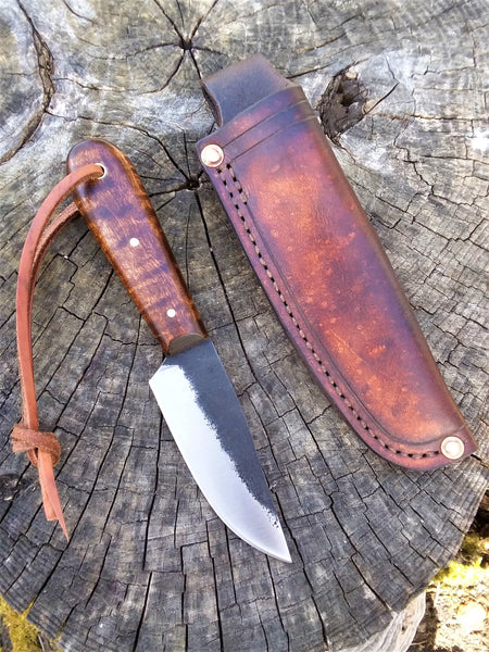 ****** Available To Purchase Now ******* Bushcraft / Camp Knife In Gunstock Tiger Maple