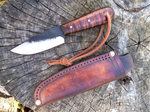 ****** Available To Purchase Now ******* Bushcraft / Camp Knife In Gunstock Tiger Maple